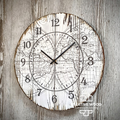 Картины Карта Мира, Часы, Creative Wood Картины Карта Мира, Часы, Creative Wood